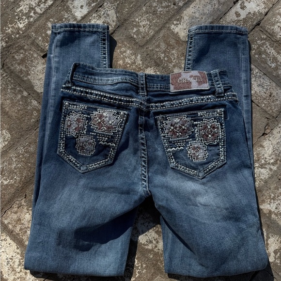 Boho Embroidered Blue Jeans - Picture 1 of 5